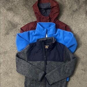 Three boys zip up jackets size 5/6